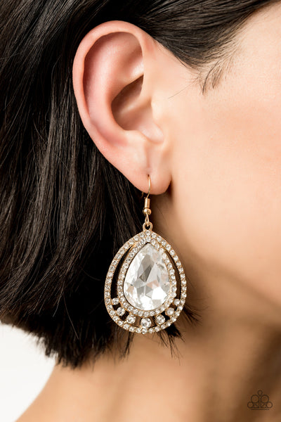 Paparazzi Accessories All Rise For Her Majesty Gold Earrings 