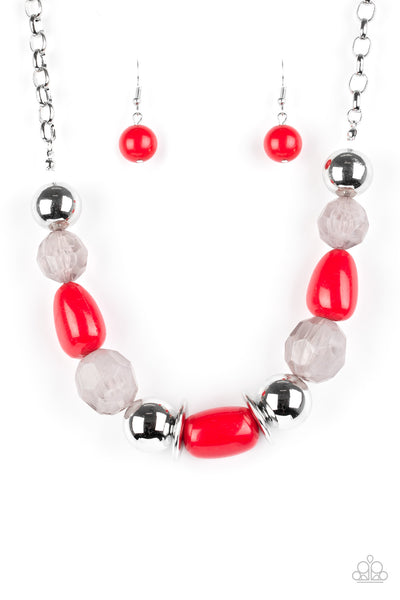 Paparazzi Accessories South Shore Sensation - Red Necklace & Earrings 