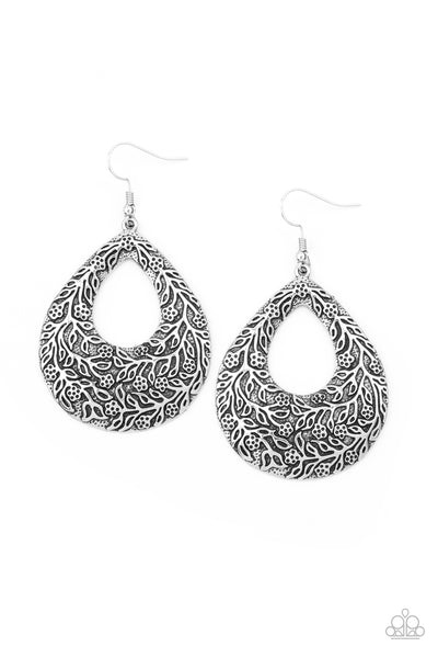 Paparazzi Accessories Flirtatiously Flourishing - Silver Earrings 