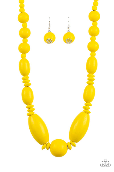 Paparazzi Accessories Summer Breezin - Yellow Necklace & Earrings 