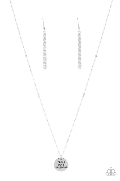 Paparazzi Accessories Freedom Isnt Free - Silver Necklace & Earrings 