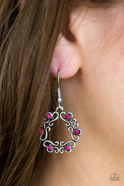 Paparazzi Accessories Whimsy Wreaths - Pink Earrings 