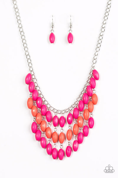 Paparazzi Accessories Delhi Diva - Pink Necklace & Earrings 