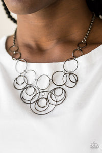 Paparazzi Accessories Break The Cycle - Black Necklace & Earrings 