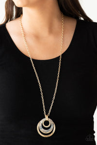 Paparazzi Accessories - Coast Coasting - Gold Necklace & Earrings 