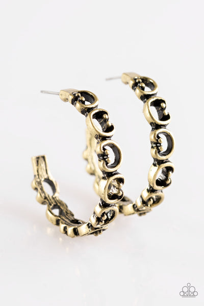 Paparazzi Accessories A Big Flirt - Brass Earrings 