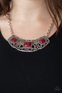Paparazzi Accessories Feeling Inde-PENDANT - Red Necklace & Earrings 
