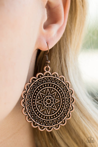 Paparazzi Accessories Be SOL Bold - Copper Earrings 