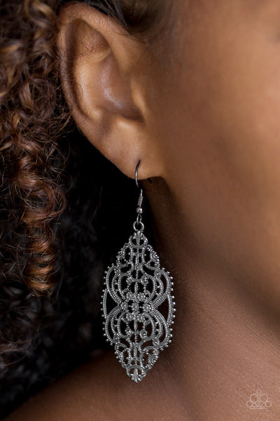 Paparazzi Accessories Ornately Ornate - Black Earrings 