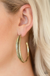 Paparazzi Accessories Funky Feathers - Brass Earrings 
