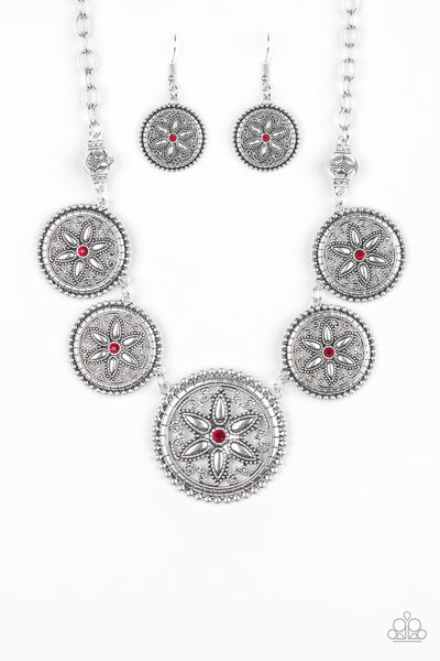 Paparazzi Accessories Written In The STAR LILIES - Red Necklace & Earrings 