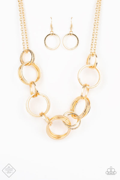 Paparazzi Accessories Jump Into The Ring - Gold Necklace & Earrings 