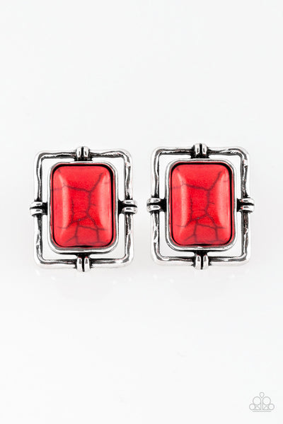 Paparazzi Accessories Center STAGECOACH - Red Earrings 