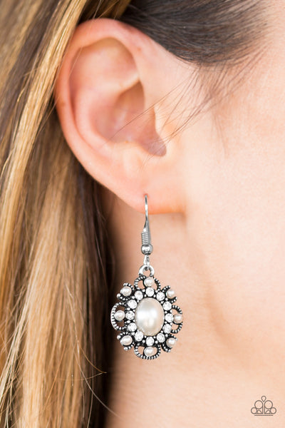 Paparazzi Accessories Blooming Romance - White Earrings 