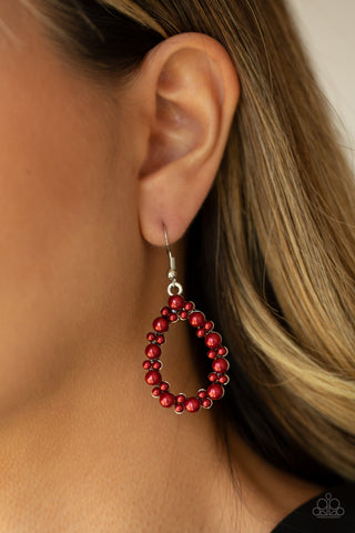 Paparazzi Accessories Pearl Spectacular - Red Earrings 