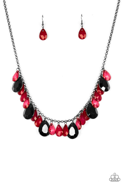 Paparazzi Accessories Hurricane Season - Red Necklace & Earrings 