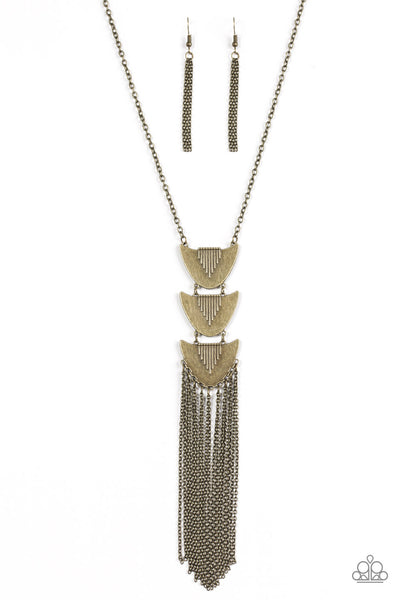 Paparazzi Accessories Paradise Prowess - Brass Necklace & Earrings 