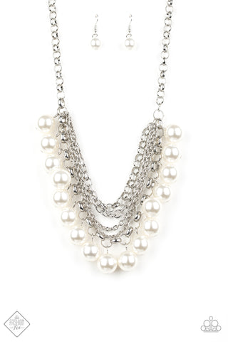 Paparazzi Accessories One Way Wall Street White Necklace & Earrings 