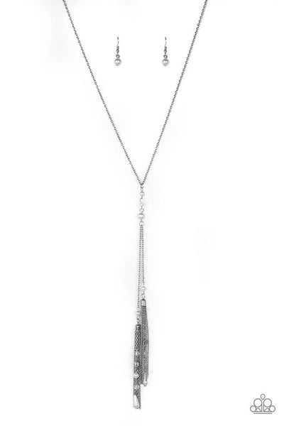 Paparazzi Accessories Timeless Tassels- White Necklace & Earrings 