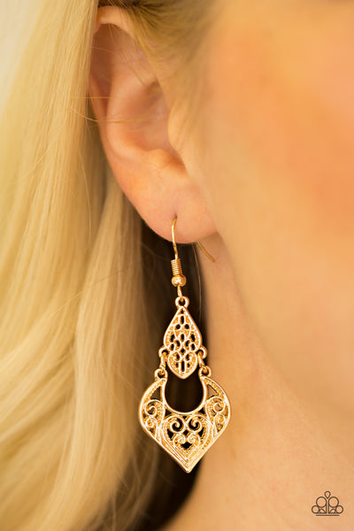 Paparazzi Accessories Genie Grotto - Gold Earrings 