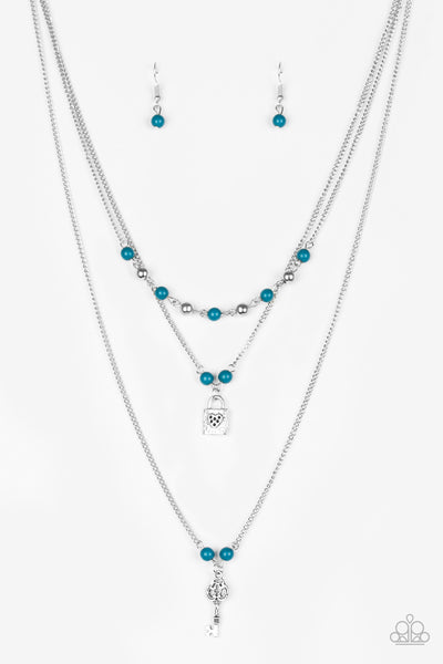 Paparazzi Accessories Major Key - Blue Necklace & Earrings 