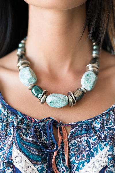 Paparazzi Accessories In Good Glazes - Blue Necklace & Earrings 