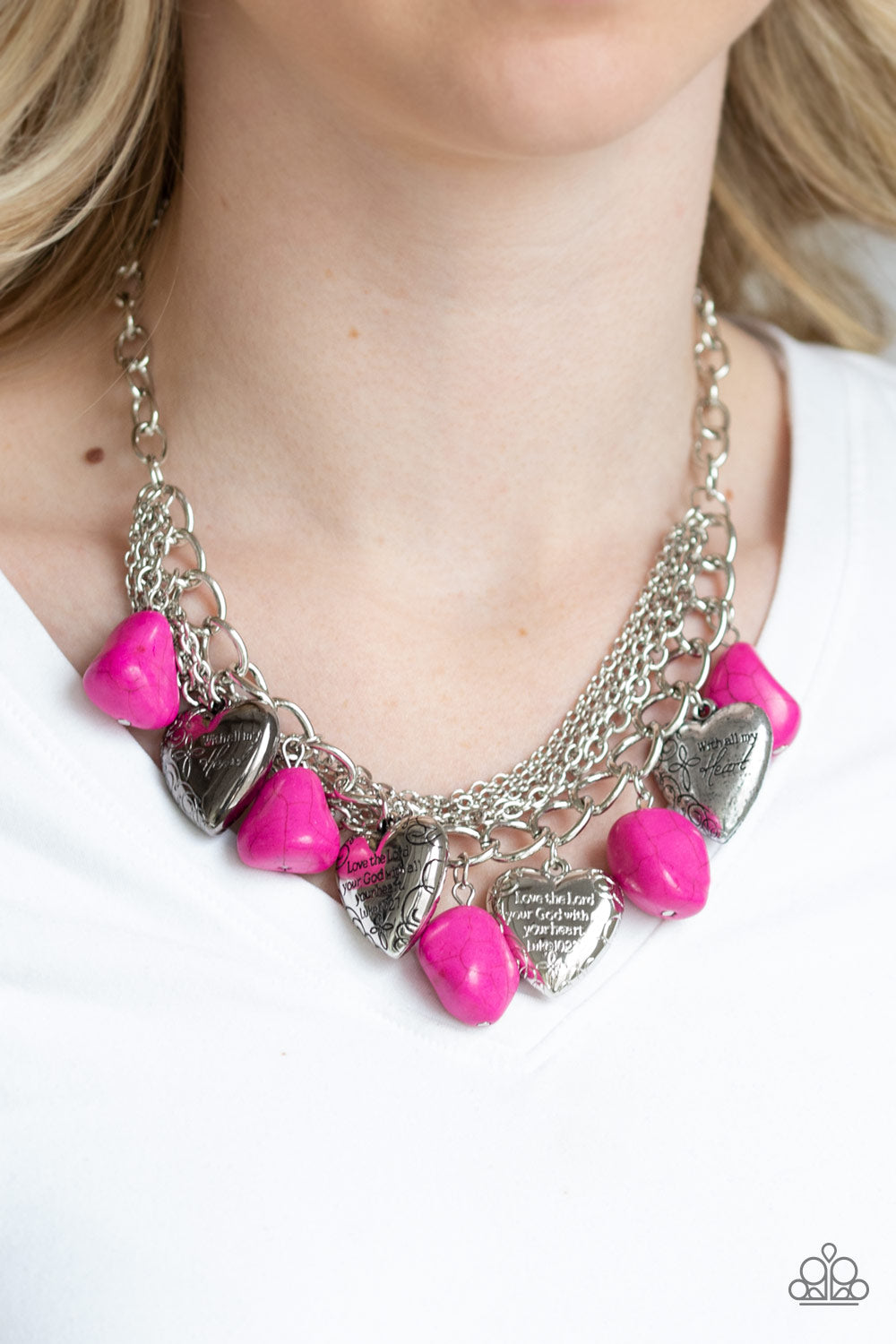 Paparazzi Accessories Change Of Heart - Pink Necklace & Earrings 