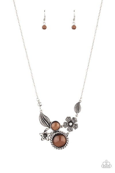 Paparazzi Accessories Exquisitely Eden - Brown Necklace & Earrings 