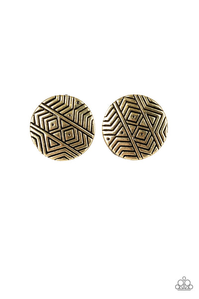 Paparazzi Accessories Bright As A Button - Brass Earrings 