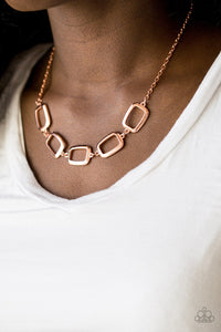Paparazzi Accessories Gorgeously Geometric - Copper Necklace & Earrings