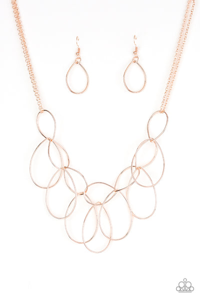 Paparazzi Accessories Top-TEAR Fashion - Rose Gold Necklace & Earrings 