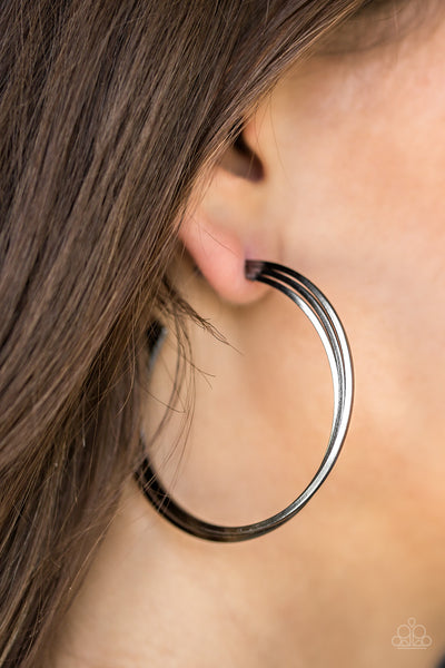 Paparazzi Accessories HAUTE Gossip - Black Earrings 