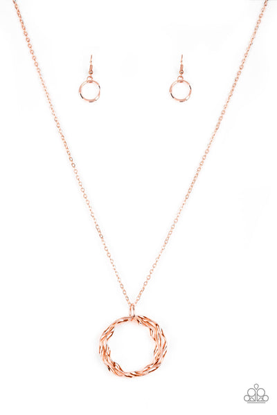 Paparazzi Accessories Millennial Minimalist - Copper Necklace & Earrings 