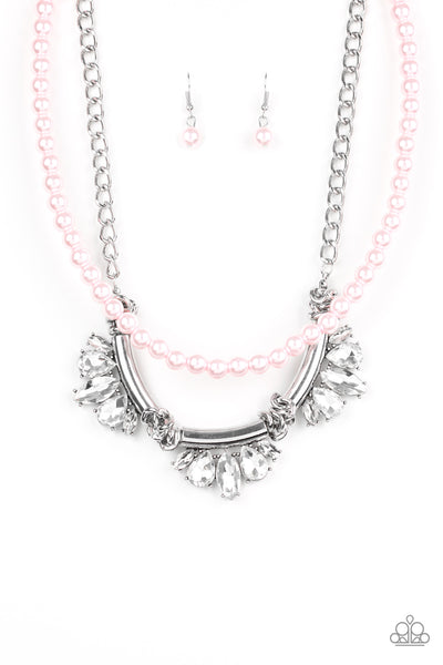 Paparazzi Accessories Bow Before The Queen - Pink Necklace & Earrings 