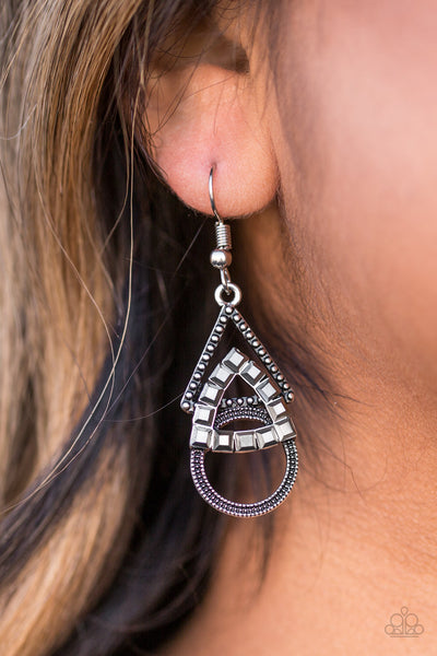Paparazzi Accessories On The Edge Of Your Seat - Silver Earrings 