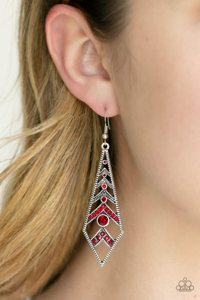 Paparazzi Accessories Flared Flair - Red Earrings 