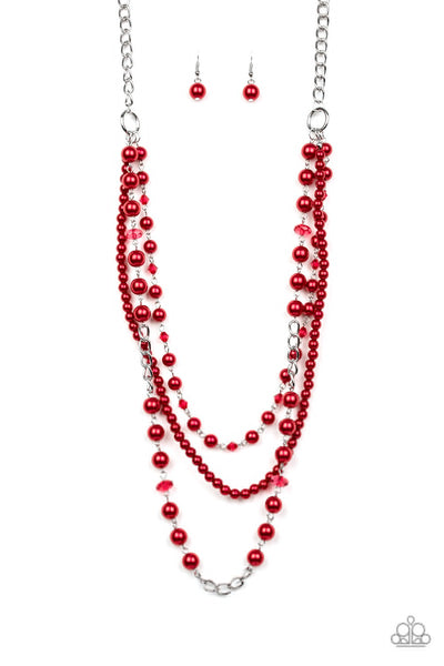 Paparazzi Accessories New York City Chic - Red Necklace & Earrings 