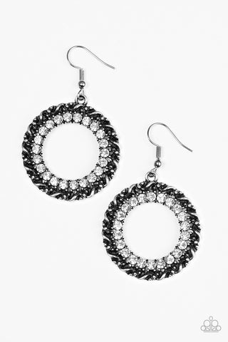 Paparazzi Accessories Grunge and Glitter - White Earrings 