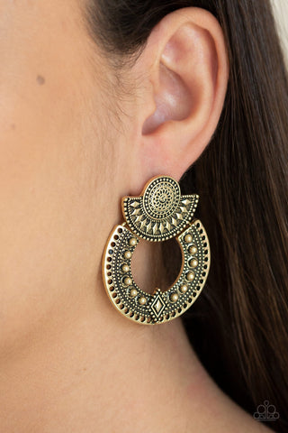 Paparazzi Accessories Texture Takeover - Brass Earrings 