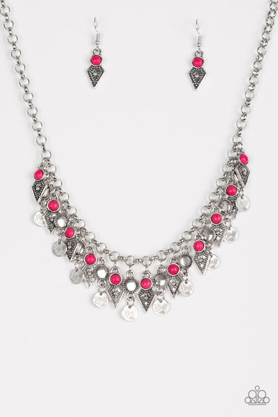 Paparazzi Accessories Jurassic Jamboree - Pink Necklace & Earrings 