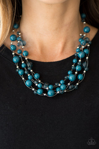 Paparazzi Accessories Set The World On WIRE - Blue Necklace & Earrings 