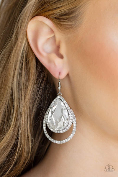 Paparazzi Accessories Famous White Earrings 