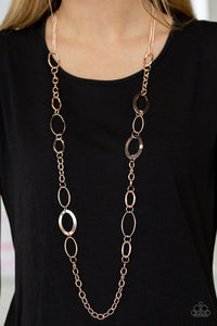 Paparazzi Accessories Chain Cadence - Rose Gold Necklace & Earrings 