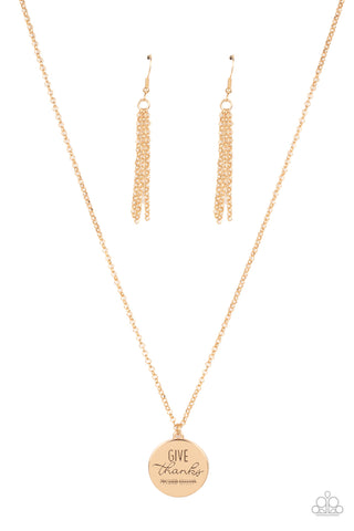 Paparazzi Accessories Give Thanks - Gold Necklace & Earrings