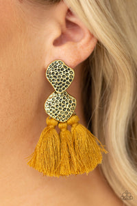 Paparazzi Accessories Tenacious Tassel - Yellow Earrings 