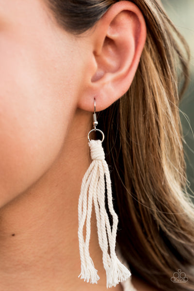 Paparazzi Accessories Macrame Mantra - White Necklace & Earrings 