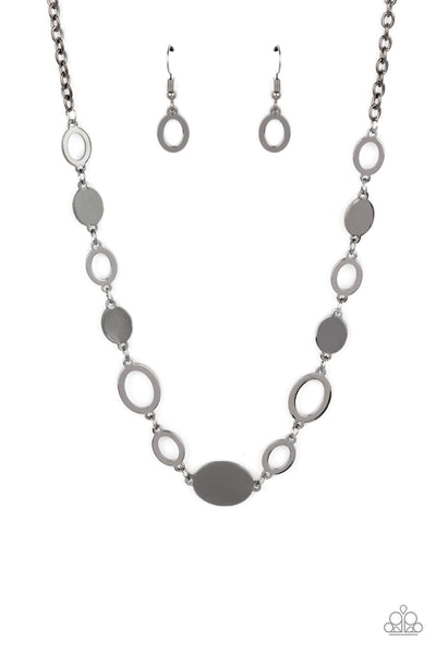 Paparazzi Accessories Working OVAL-time - Black Necklace & Earrings