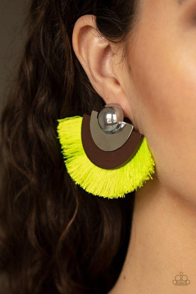 Paparazzi Accessories Fan The FLAMBOYANCE - Yellow Earrings