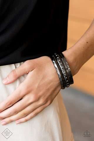 Paparazzi Accessories Revved Up Rhinestones Black Bracelet 