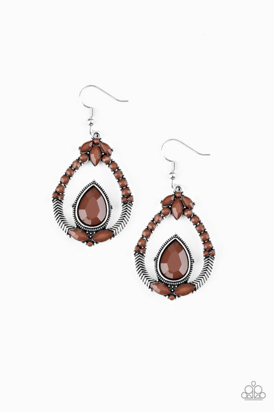 Paparazzi Accessories Vogue Voyager - Brown Earrings 